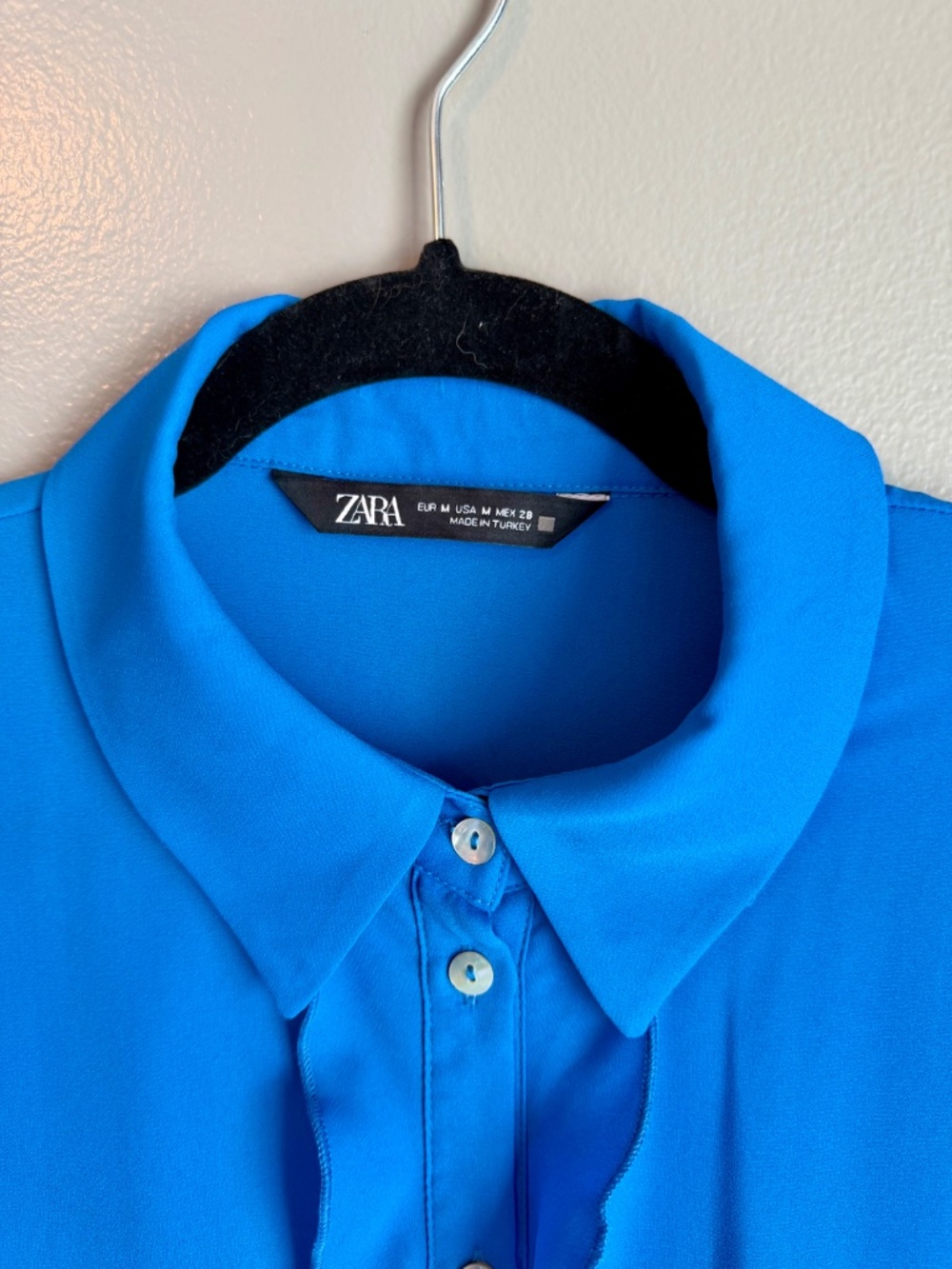 Zara Blue Ruffled Blouse - Picture 3 of 3